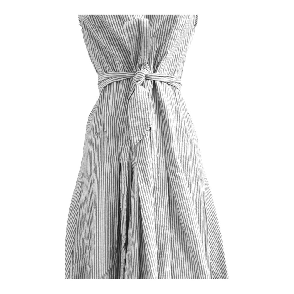 JonesNY white blue pinstripe button down seersucker style cotton Dress size 4 - Picture 16 of 16